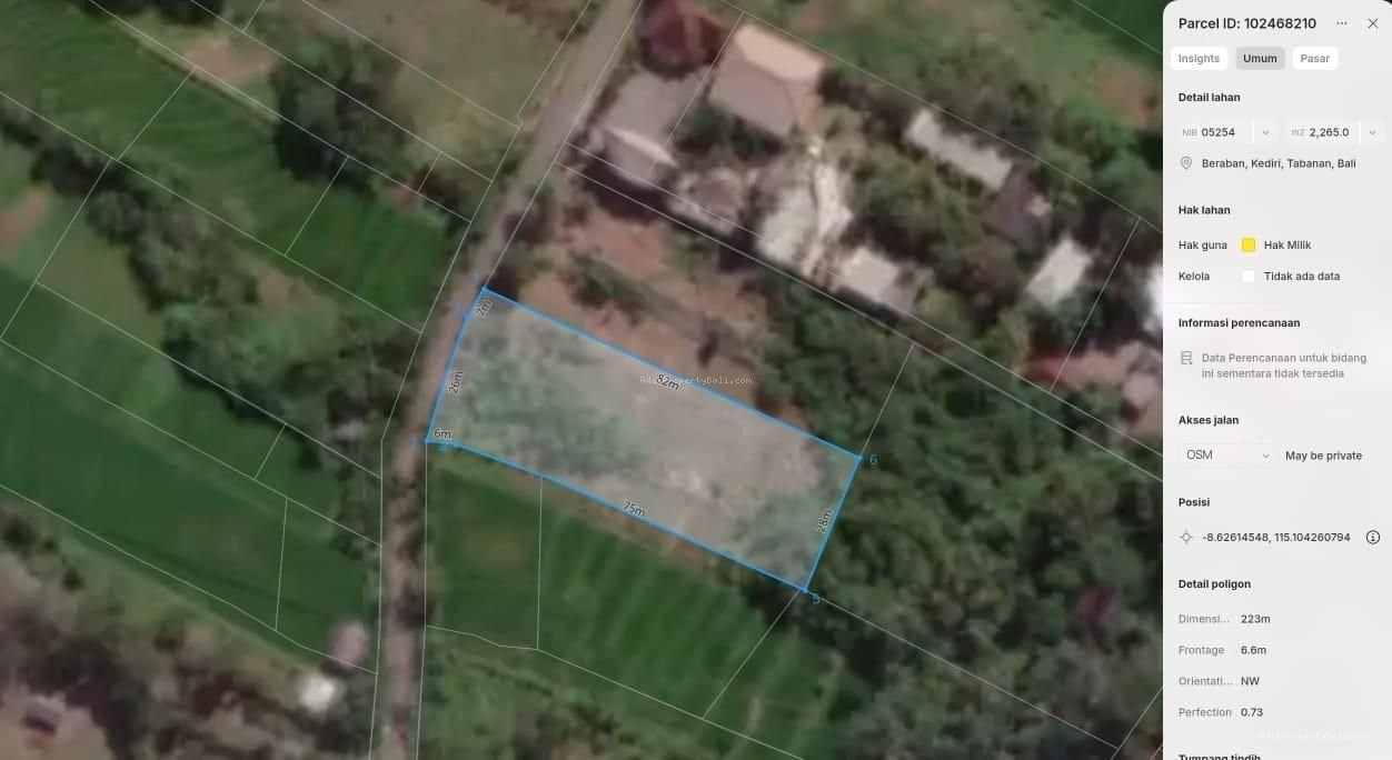 Tanah pantai nyanyi tabanan