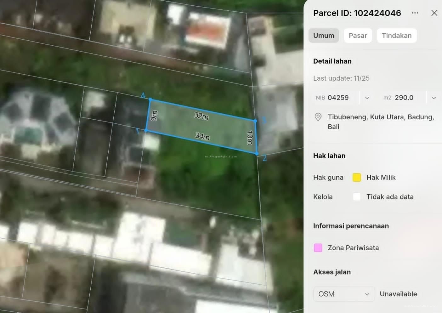 Tanah komersil pantai berawa canggu