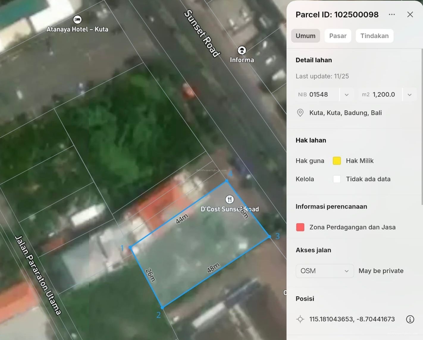 Tanah Raya Sunset Road Seminyak badung