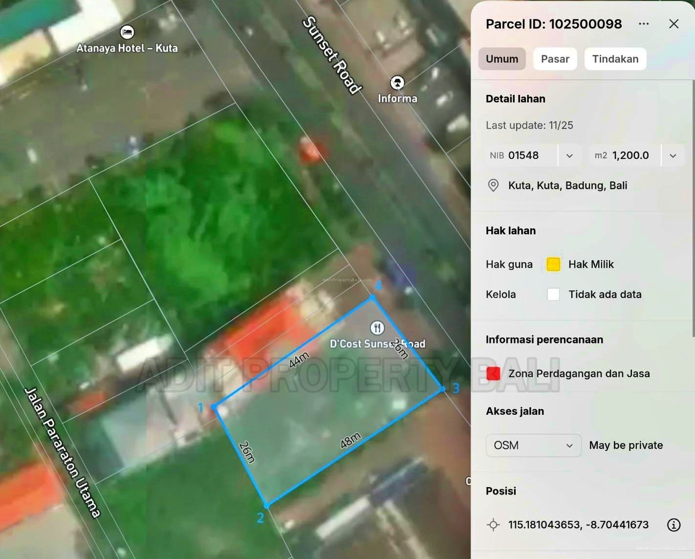 Tanah Raya Sunset Road Seminyak badung