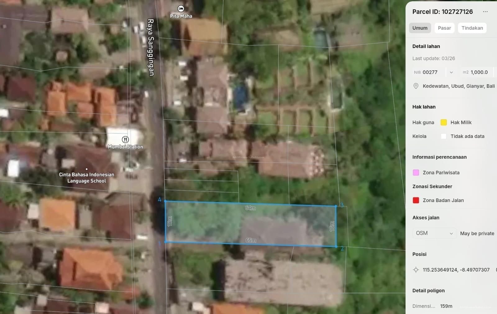 Tanah campuhan kedewatan ubud