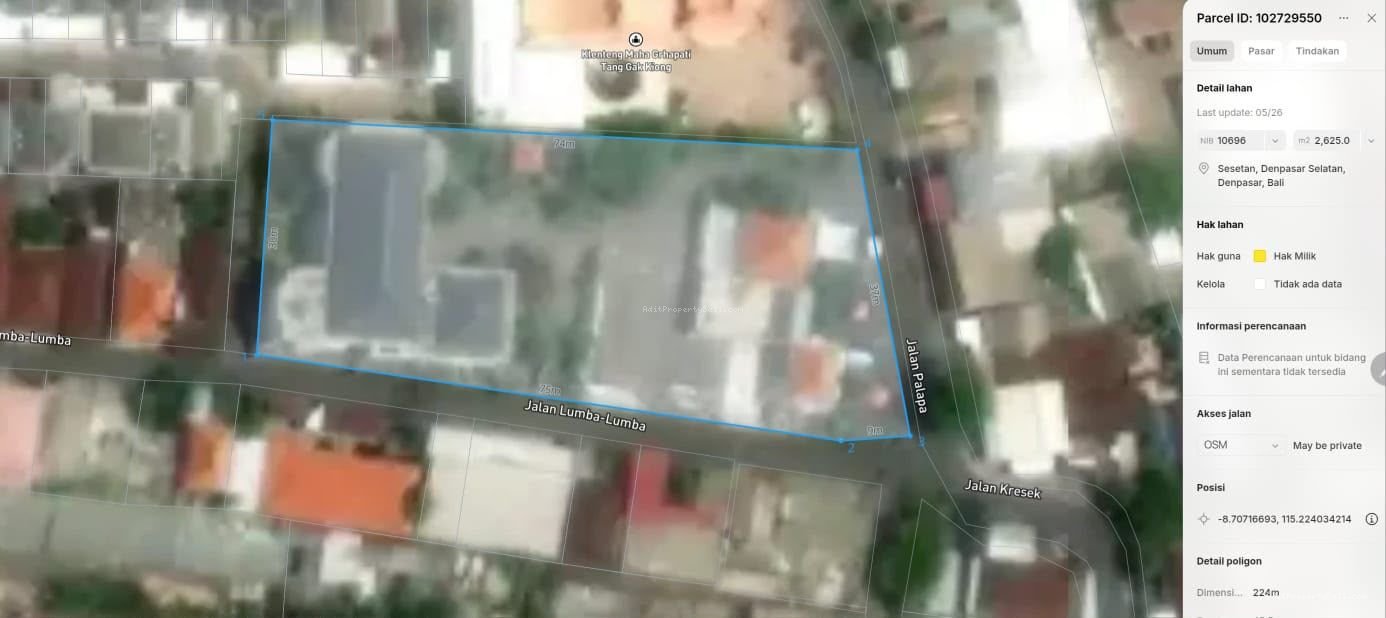 Tanah palapa sesetan denpasar